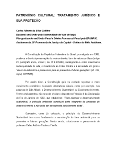 Patrimônio Cultural: Tratamento jurídico e sua proteção